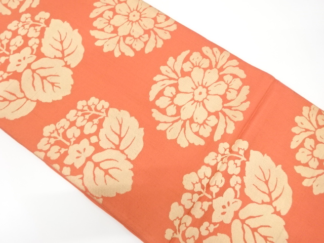 アンティーク　桐に花丸模様織り出し袋帯（材料）